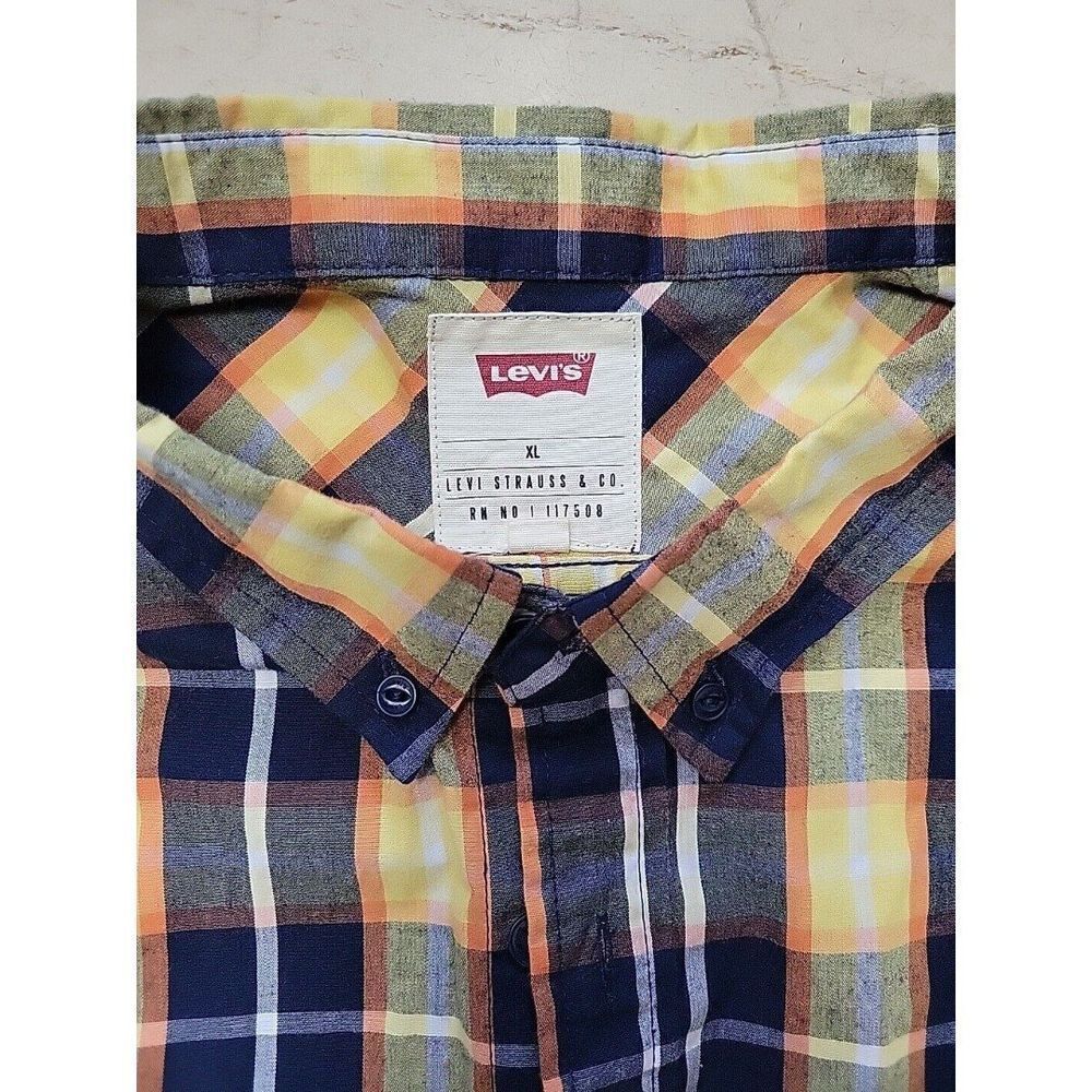 Levis Mens Shirt XL Plaid Long Sleeve Button Up Yellow Levi's Egypt‎